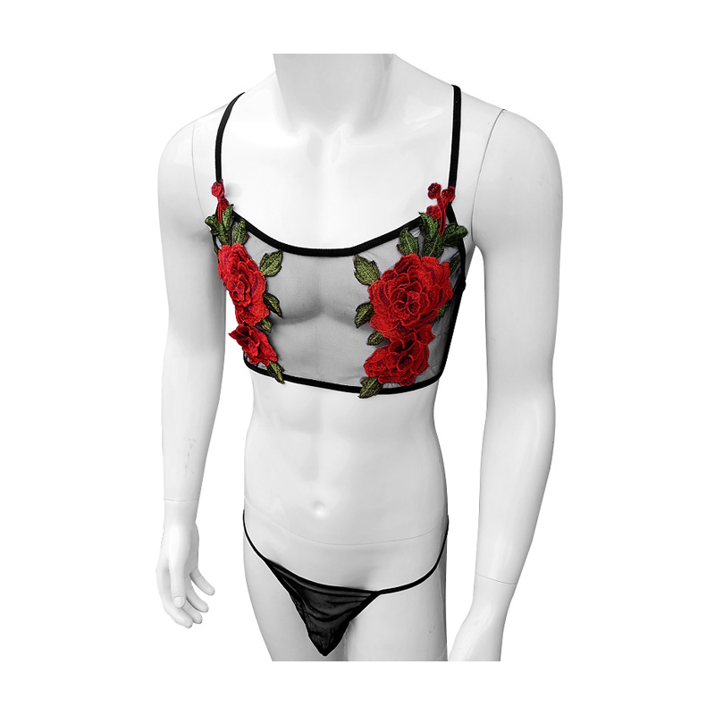Sexy Embroidery Mens See Throu - огляд і ціна Sheer Mesh Bra